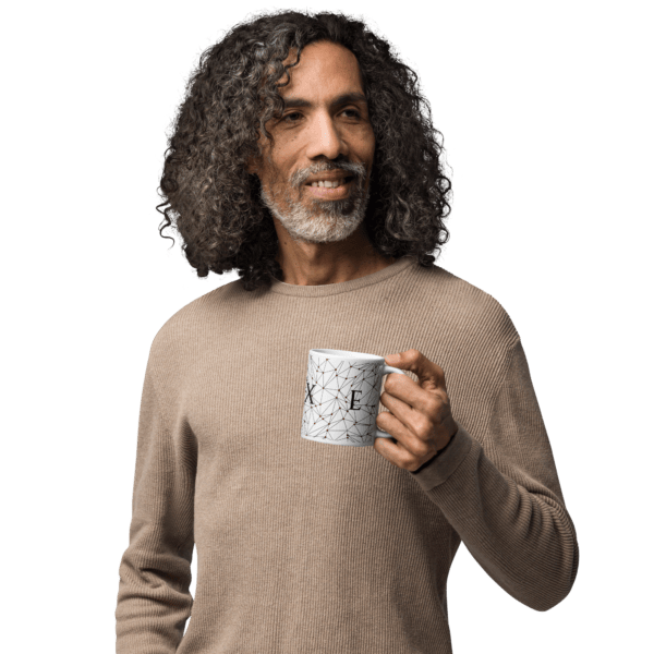 White Glossy Coffee Mugs Luxe with Geometric Design By HadiArts