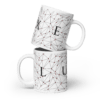 White Glossy Coffee Mugs Luxe with Geometric Design By HadiArts