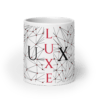 White Glossy Coffee Mugs Luxe with Geometric Design By HadiArts