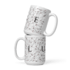White Glossy Coffee Mugs Luxe with Geometric Design By HadiArts